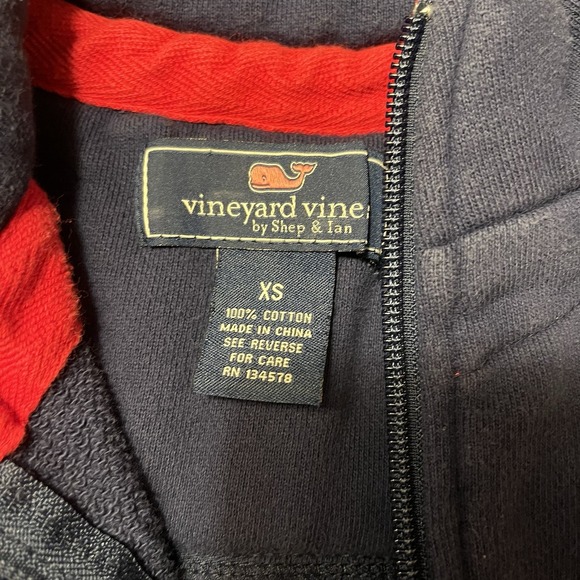 Vineyard Vines Men's Navy Plaid Quarter Zip Pullover Sweatshirt XS - Picture 5 of 6